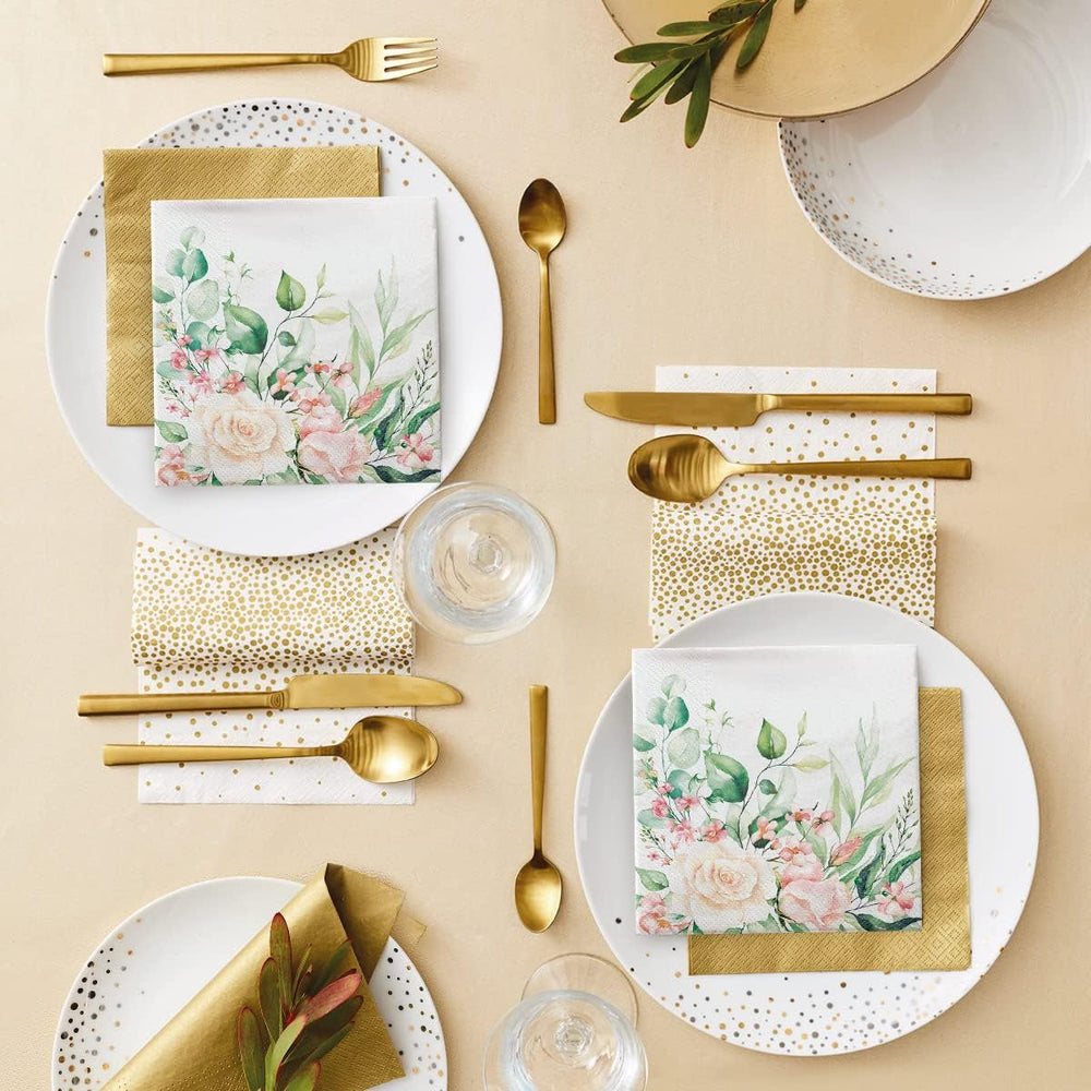 PAW - Serviettes 3 Épis (33 X 33 Cm) I 20 Pièces I Parfaites pour les Anniversaires, Fêtes, Mariages, Communions et Fêtes I Serviettes en Papier Colorées - Fleurs, Roses I Couleur : Moments Floraux (Pack de 2)