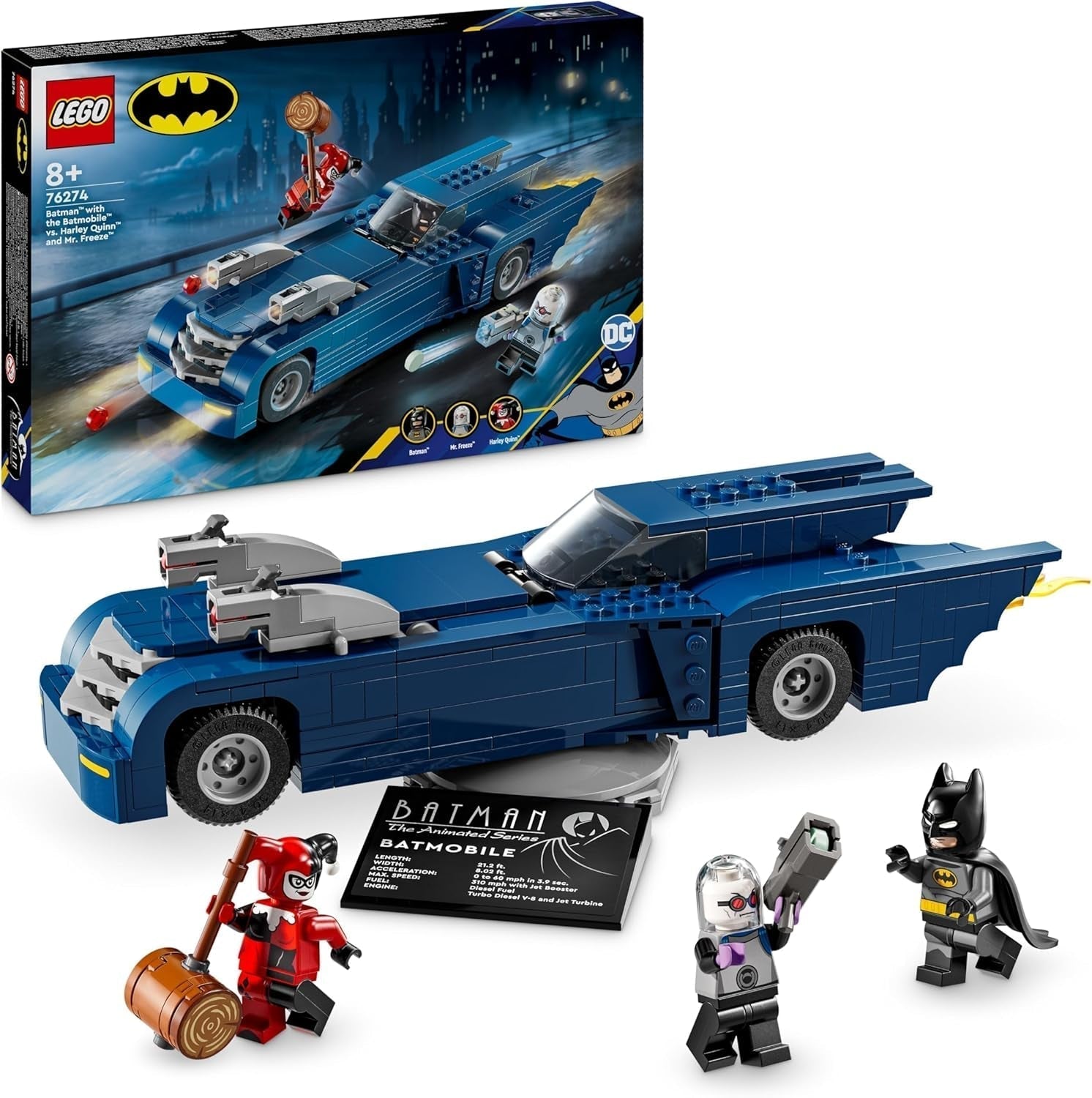 LEGO DC Batman : Batman dans la Batmobile contre. Jouet de voiture de dessin animé Harley Quinn et Mr Freeze pour enfants, cadeau pour garçons et filles de 8 ans, ensembles de construction 76274 Besuche den LEGO-Store Default Title