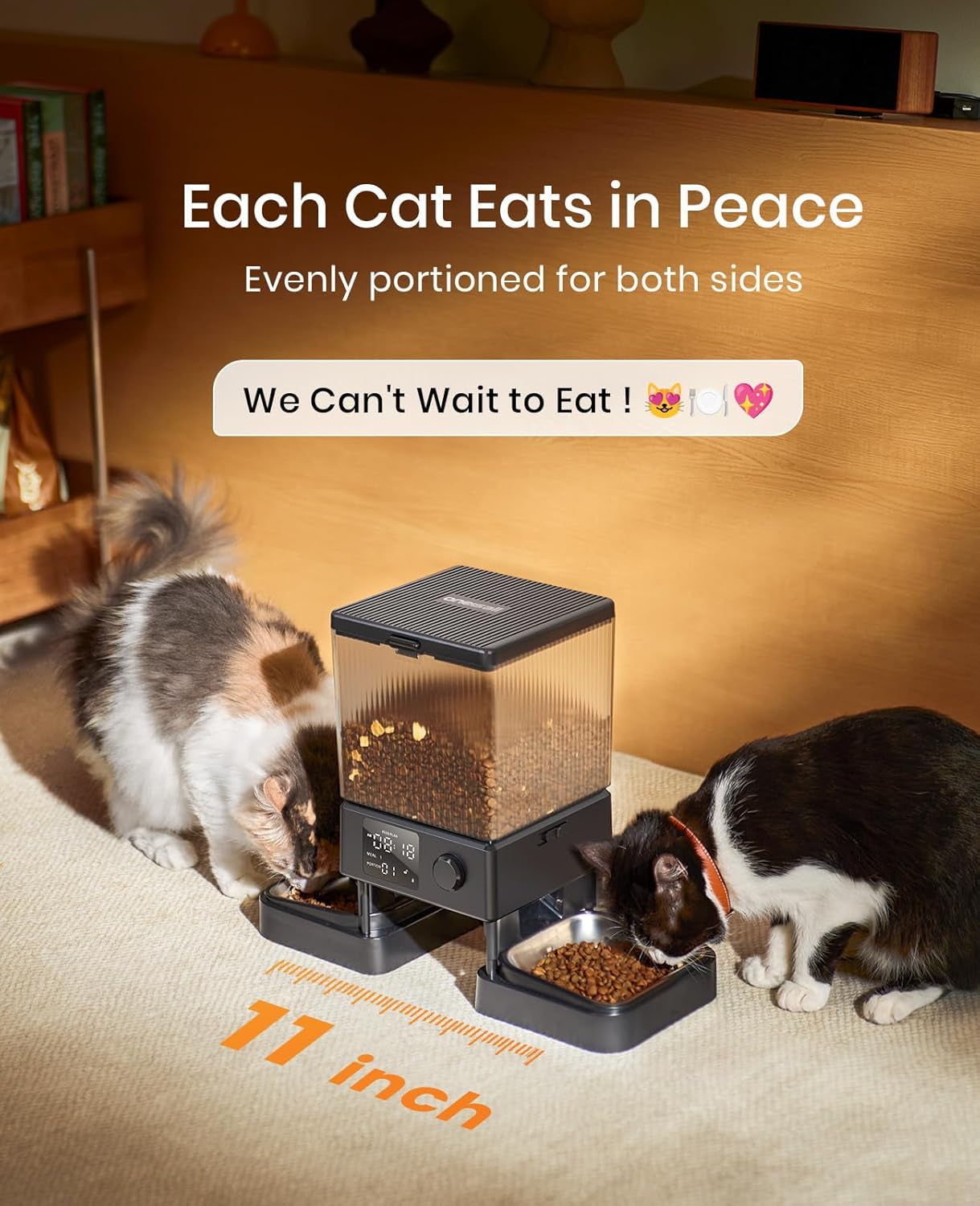 oneisall 5L Futterautomat Katze 2 Napfe, Katzenfutter Automat mit einem Knopf, Einfache Bedienung, Futterspender für Katzen/Hunde, mit Edelstahlschüssel, Voice Recorder, for small/mittlere Haustiere