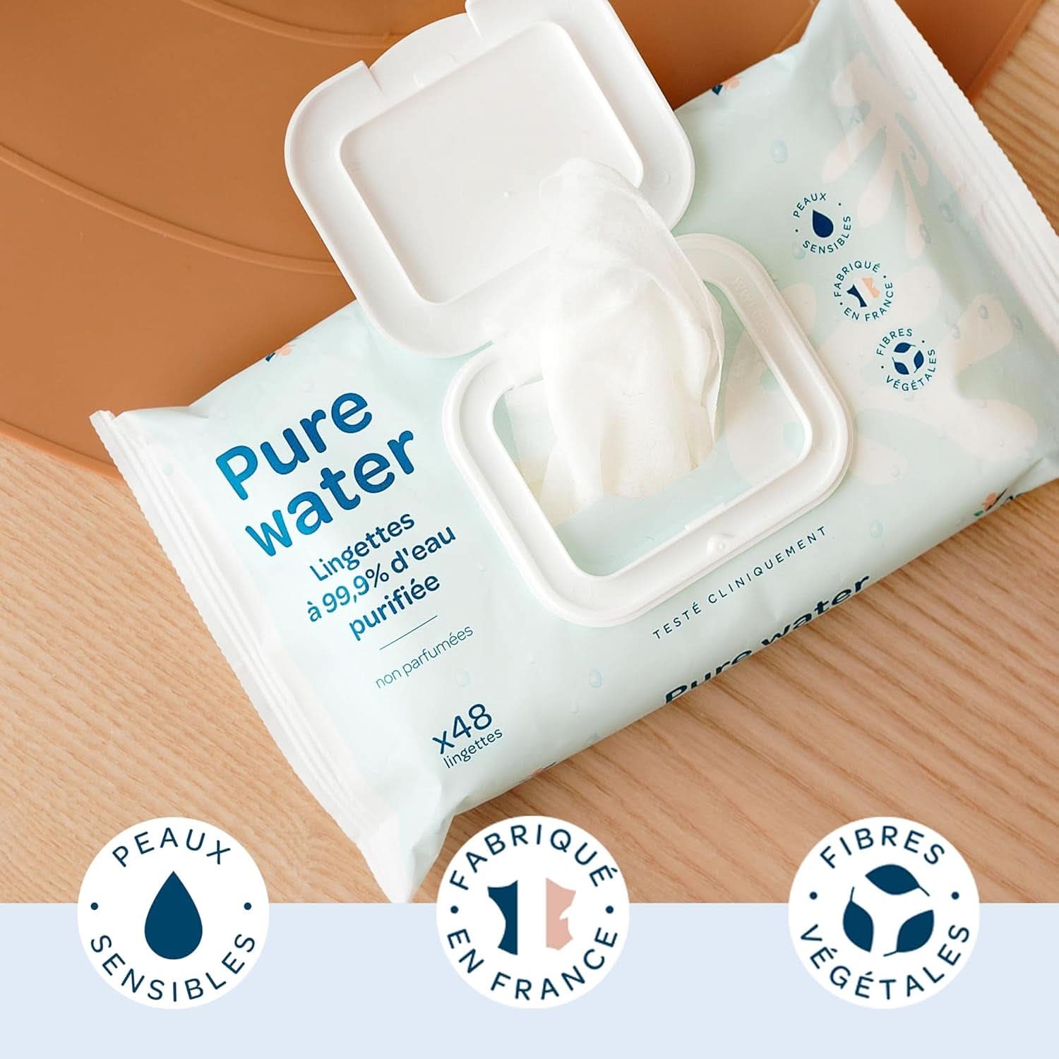Lingettes nettoyantes bébé BIOLANE Eau pure - Pour peaux sensibles - Dès la naissance Lingettes Humides Bébé Naty Shop