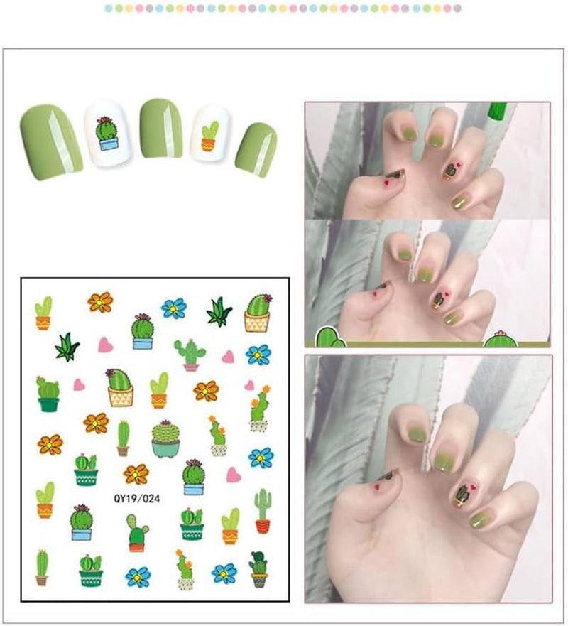 JMEOWIO Süße Nagelsticker Für Kinder 14 Blatt Nail Art Sticker Selbstklebend Nagelaufkleber Regenbogen Blumen Fruit Dekoration Nageldesign Zubehör