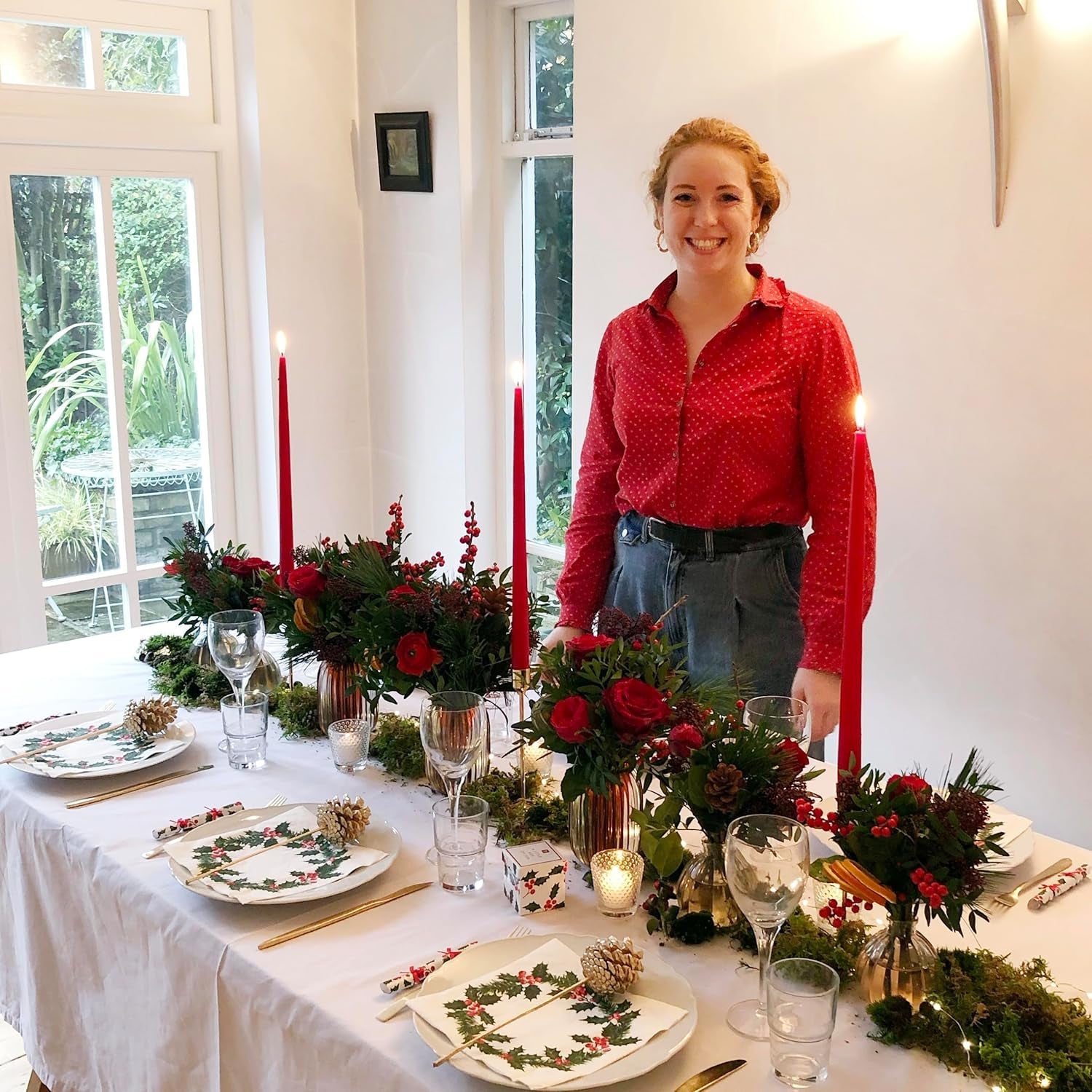 Talking Tables 20 serviettes en papier XL de Noël avec motif houx | Lingettes jetables de luxe | Réutilisable | Idéal pour Noël et les dîners | Haute qualité | 40cmX40cm