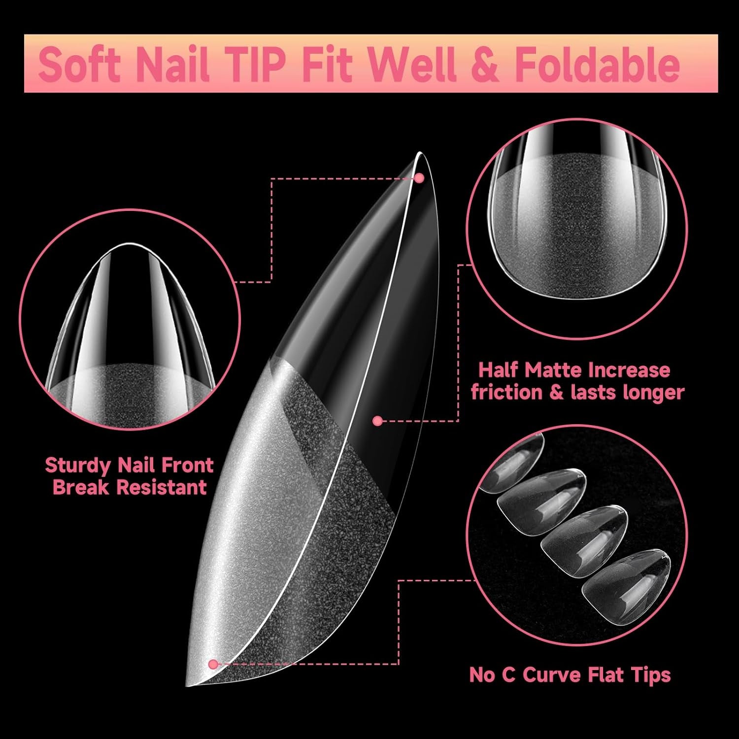 Faux ongles pour ongles en gel, ensemble de 120 pièces d'ongles artificiels courts de couleur amande, 11 tailles d'ongles en gel, pointes d'ongles en colle, bloc tampon à ongles