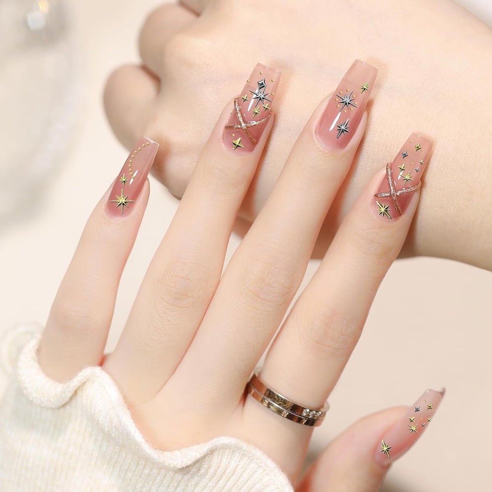 3400 pièces Goldene et Silberne Sternperlen, Goldene Nagelanhänger, Zubehör Für Nagelschmuck, Schöne Sternnagelanhänger Für Nägel, Nail Art Strass