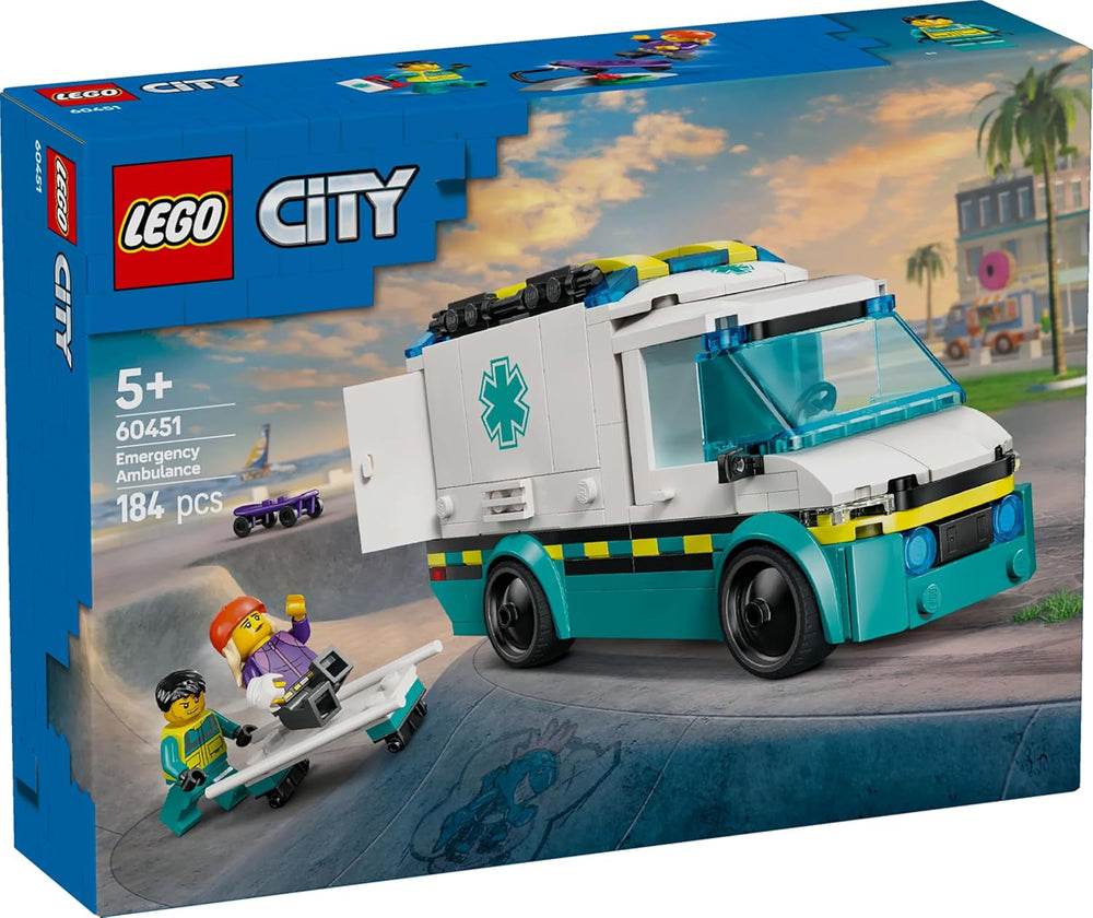 LEGO City Ambulance - jouet avec 2 figurines (skateur et pilote) - jouet éducatif pour garçons et filles à partir de 5 ans - idées cadeaux d'anniversaire et de vacances 60451 Jeux de construction Besuche den LEGO-Store