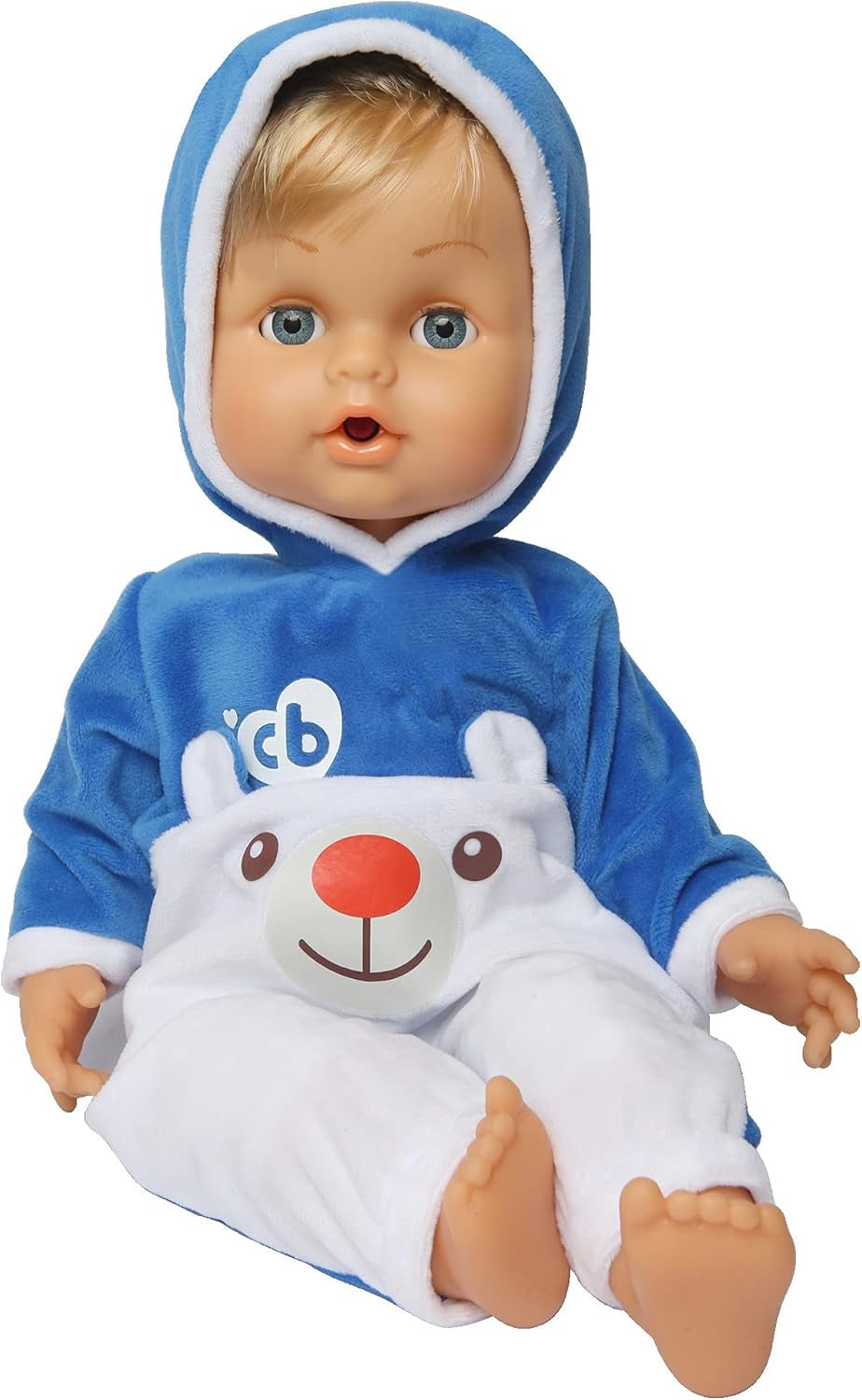 - Polar Bär Puppe ist bereit für den Winter mit einem weichen und warmen Overall, mit Schnuller zum Beruhigen beim Weinen, 42 cm, für Mädchen ab 2 Jahren, CCB74000, wertvolle Spiele