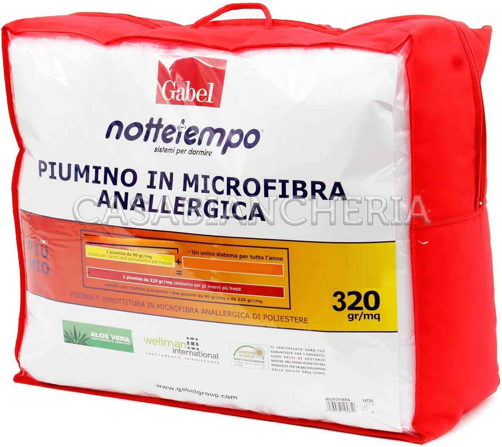 Fourche Nottetempo doudoune microfibre très chaude (2Cm) 120X80X2 Cm Bianco Couettes et couettes Naty Shop 205X250X2 Cm La microfibre garde très chaud (2Cm)