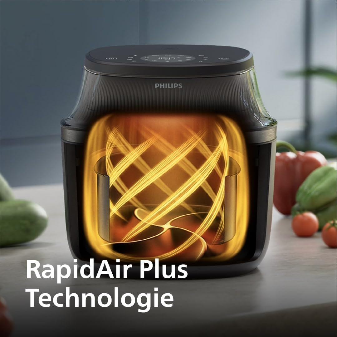 Philips Airfryer 3000 Series 6,2 L, Fenêtre de cuisson, 16 fonctions de cuisson en 1, Technologie Rapidair plus, Élimination des graisses, Application de recettes Homeid Appliances Naty Shop