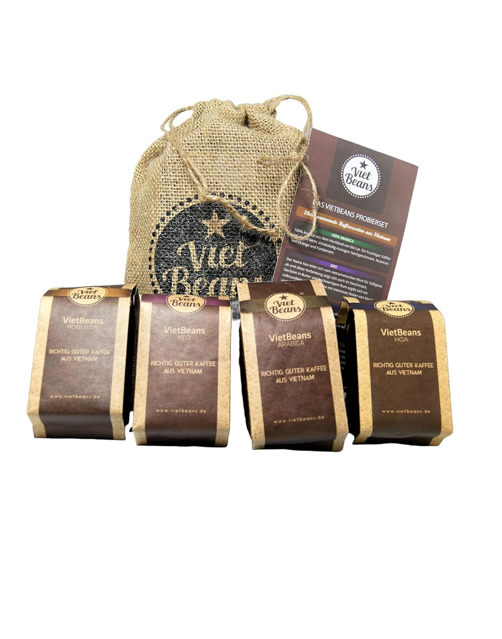 Sacs à café pour boissons - Kaffeesack Jute - Vier Sorten exotischer Kaffee im Jutesack - Weihnachten Geschenkidee - Sacs à café pour boissons - Ganze Bohne