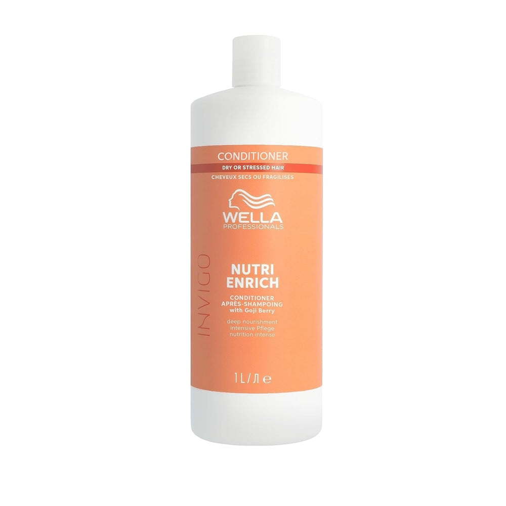 Wella Professionals Invigo Nutri Enrich - soin hydratant pour cheveux abîmés - après-shampoing, masque et après-shampooing à la vitamine E, au panthénol et aux amandes - contre les frisottis et pour des boucles vives Masque capillaire Naty Shop Conditioner 1 litre