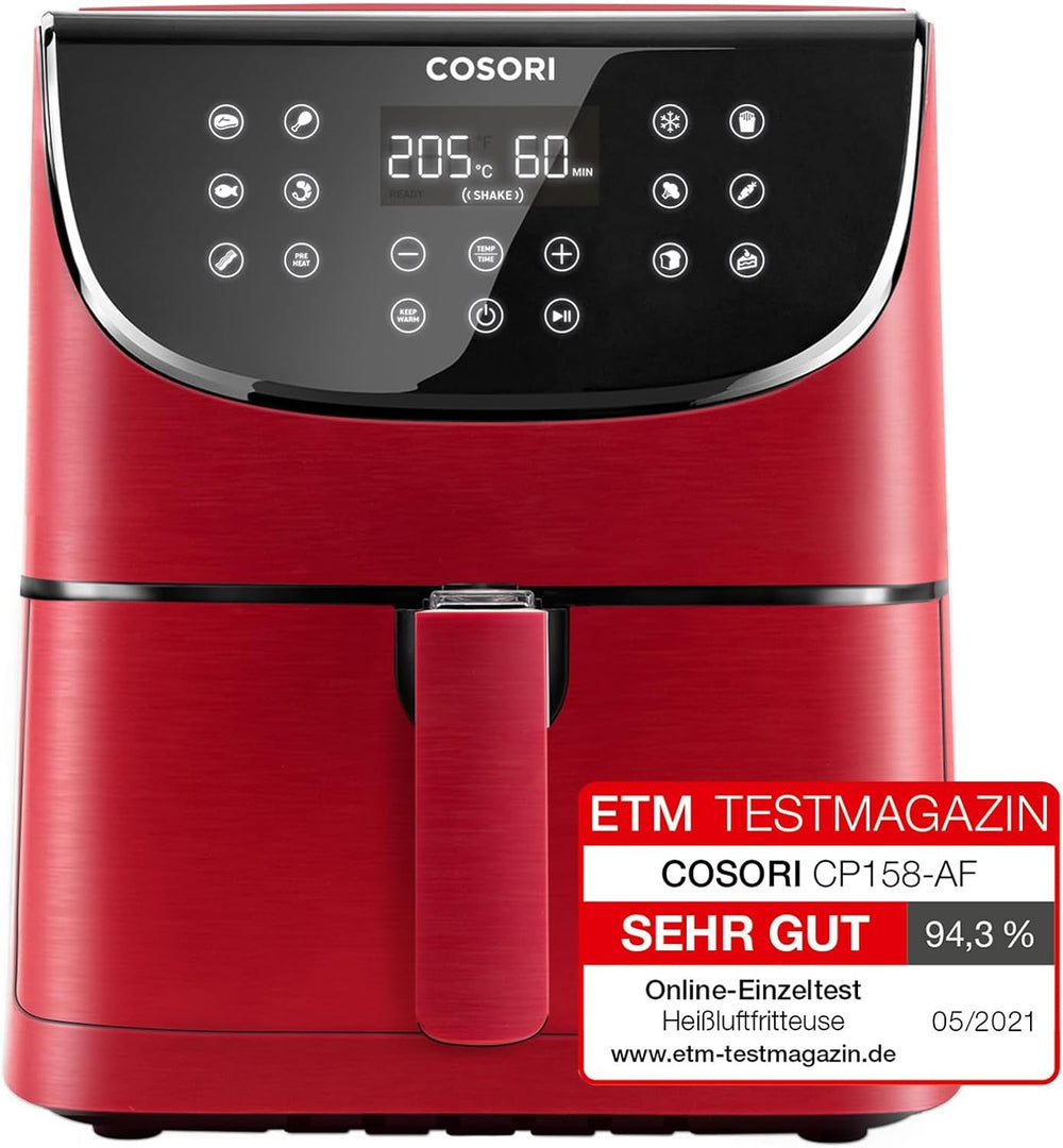 COSORI Friteuse à air chaud Airfryer, Friteuse à air 12 en 1 XXL 6,2 L, Friteuse à air chaud avec fenêtre de visualisation et rappel de brassage, 80 recettes Appareils ménagers Naty Shop Rouge 5,5 L Premium