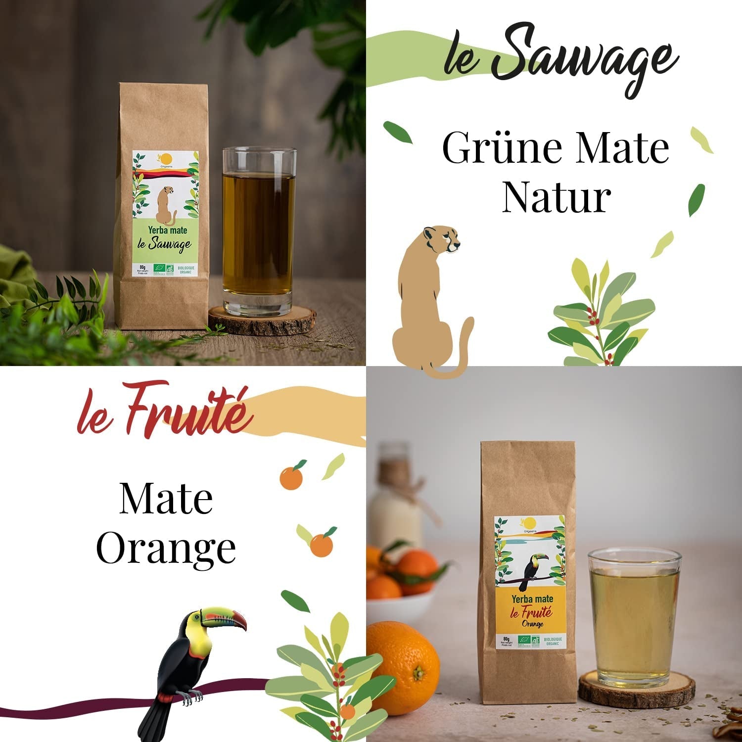 ORIGEENS COFFRET THÉ BIO MATE X4 I Yerba Mate Bio 4X80G I Coffret thé Yerba Mate, idée cadeau