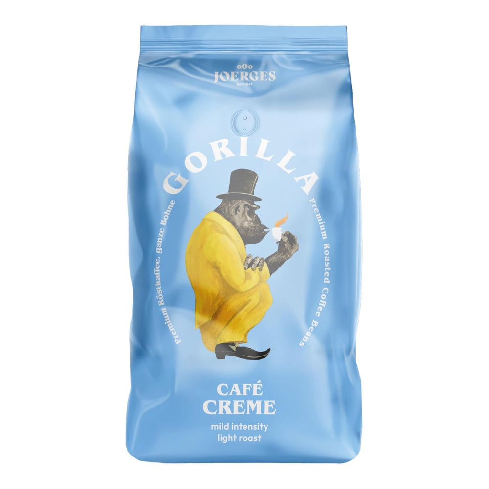 Crème Gorilla Café 6x 1000g | 100% Arabica-Bohnen traditionnel | Ideal Volllautomaten Crema harmonisches Aroma | geriger Koffingehalt helle Röstung | Emballage d'emballage