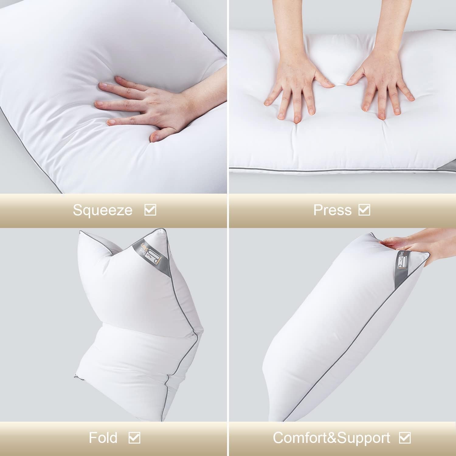 Oreiller Bedstory, paquet de 2, qualité hôtelière, oreiller de couchage alternatif, de soutien et hypoallergénique pour dormeurs sur le ventre, le dos et les côtés Naty Shop Oreillers standard