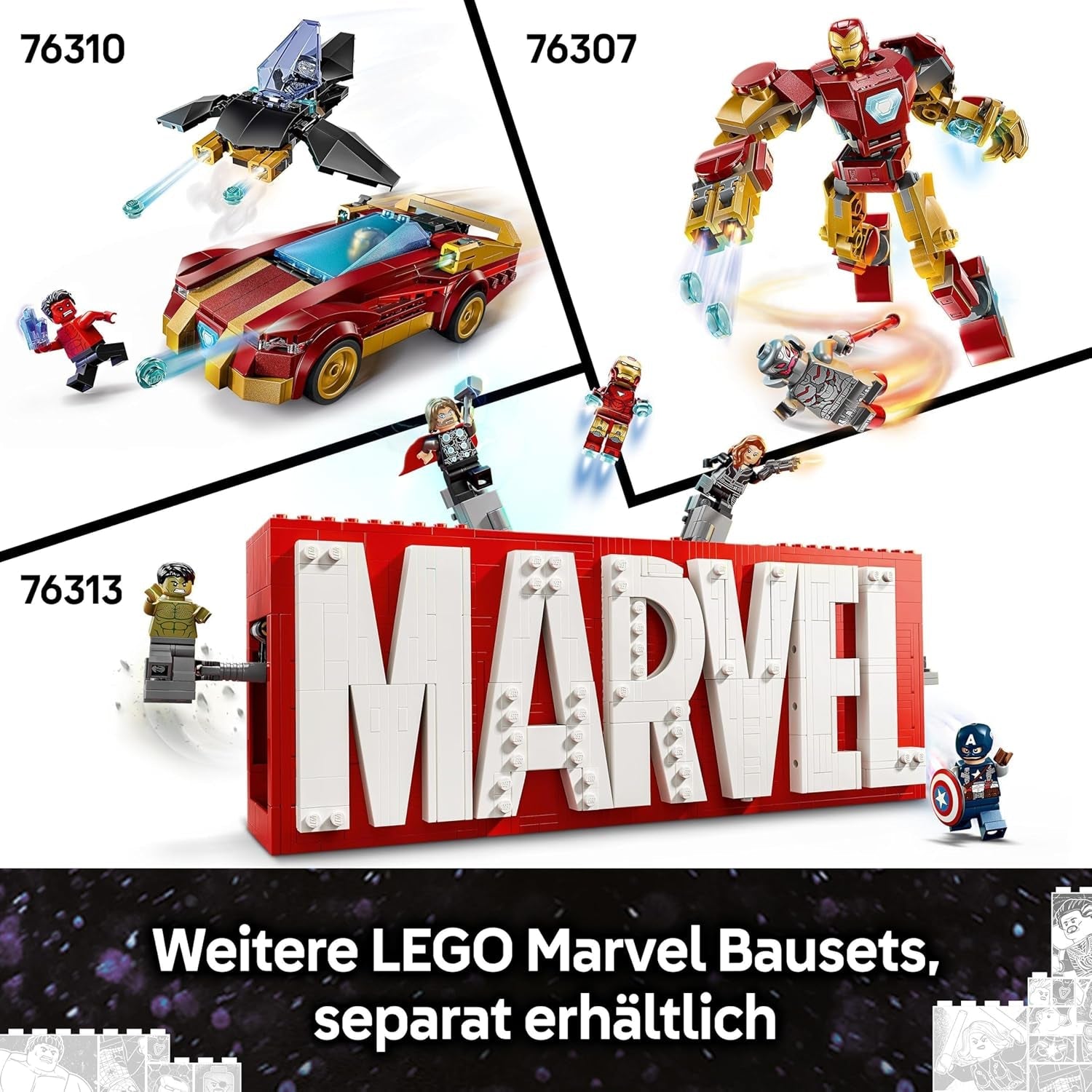 LEGO Marvel Captain America : Civil War Action Duel - Ensemble de jeu de super-héros avec 8 figurines - Ensemble de construction et de jeu d'avion jouet - Cadeau pour garçons et filles 76314 Jeux de construction Besuche den LEGO-Store