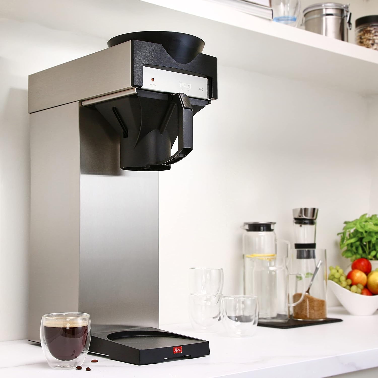 Machine à expresso professionnelle avec filtre 170 MT, carafe isotherme pour le rangement