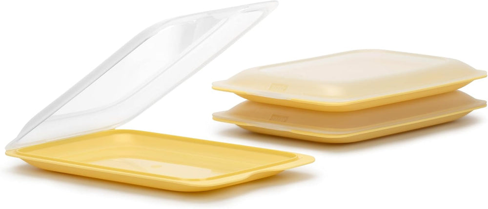 TATAY Fresh Slicer Box Lot de 4, sans BPA, réutilisable, empilable, lave-vaisselle et MWO, couleurs aléatoires. Mesures 17 cm x 3,2 cm x 25,2 cm Boîtes de conservation alimentaire Naty Shop Set 3 - Jaune
