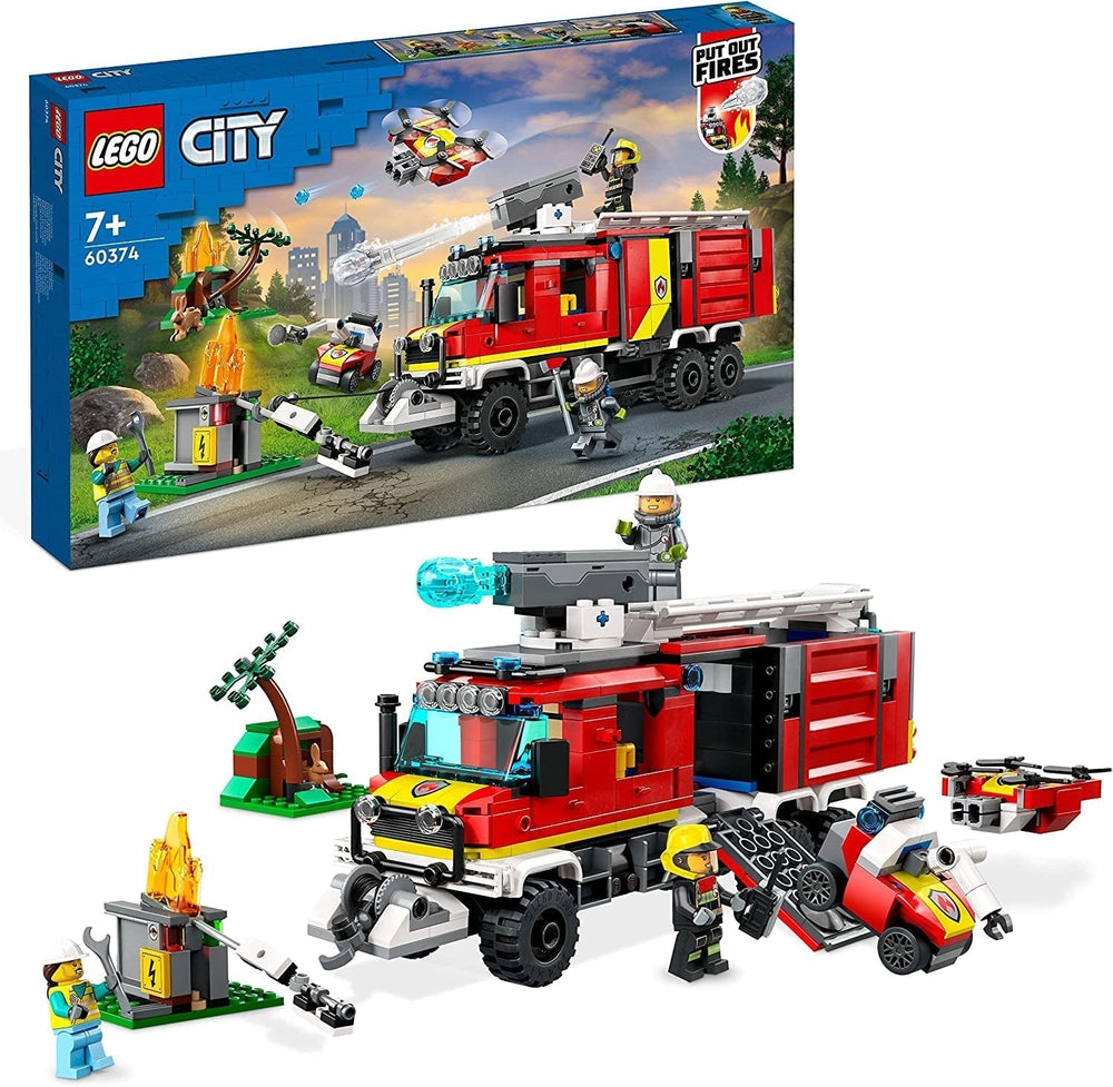 LEGO 60374 Véhicule de commandement des pompiers de la ville, camion de pompiers moderne, jouet avec drones de lutte contre l'incendie, figurines pour enfants, ensembles de construction Besuche den LEGO-Store Singur