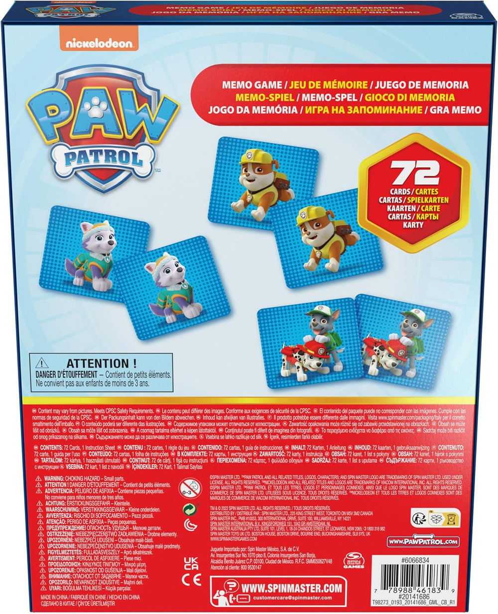 Jeux Spin Master Paw Patrol, jeu de mémoire, jouet Paw Patrol, Chase, Stella, Marcus, Ruben, jeux de mémoire avec livres, pour les enfants de plus de 4 ans Figurines Naty Shop