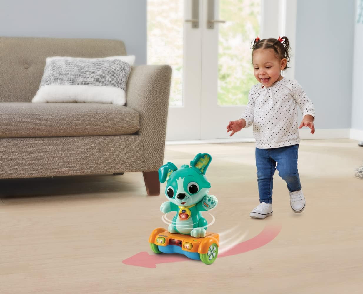 Vtech Baby Catch Me Puppy - Le chiot hoverboard motorisé encourage le mouvement - Avec des oreilles mobiles, des chansons, des sons et du contenu d'apprentissage - Pour les enfants âgés de 12 à 36 mois Bebe Toys Naty Shop