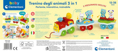 Clementoni Animali-3 Jouet Train Électrique Extensible Interactif Parlant pour Bébé de 1 An (Version Italienne) Fabriqué en Italie Multicolore 17740 Jucarii Bebe Naty Shop