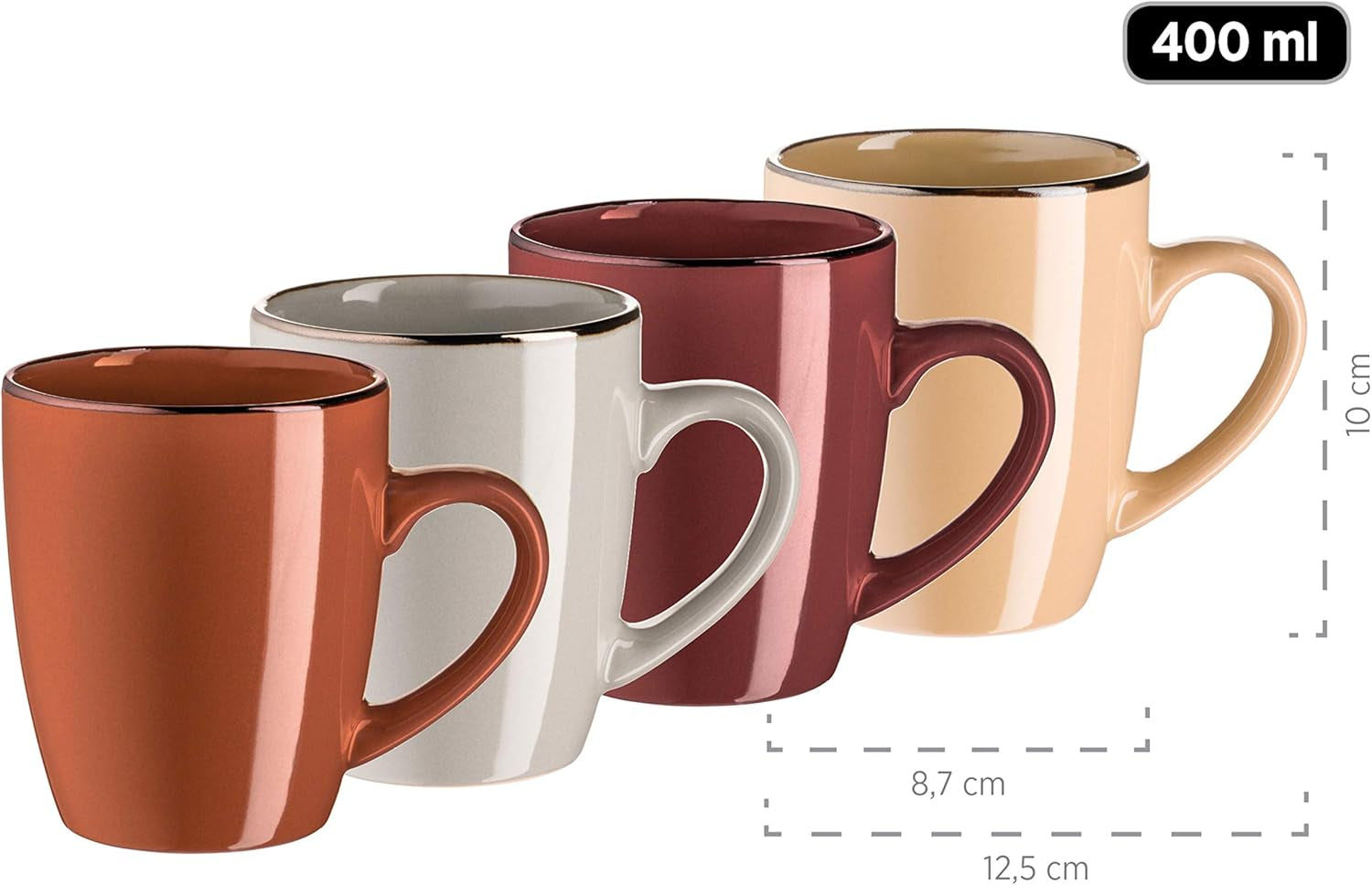 MÄSER 931871 Bord métallique, Vaisselle moderne pour 4 personnes avec bord couleur laiton, service combiné 16 pièces Services de table Naty Shop