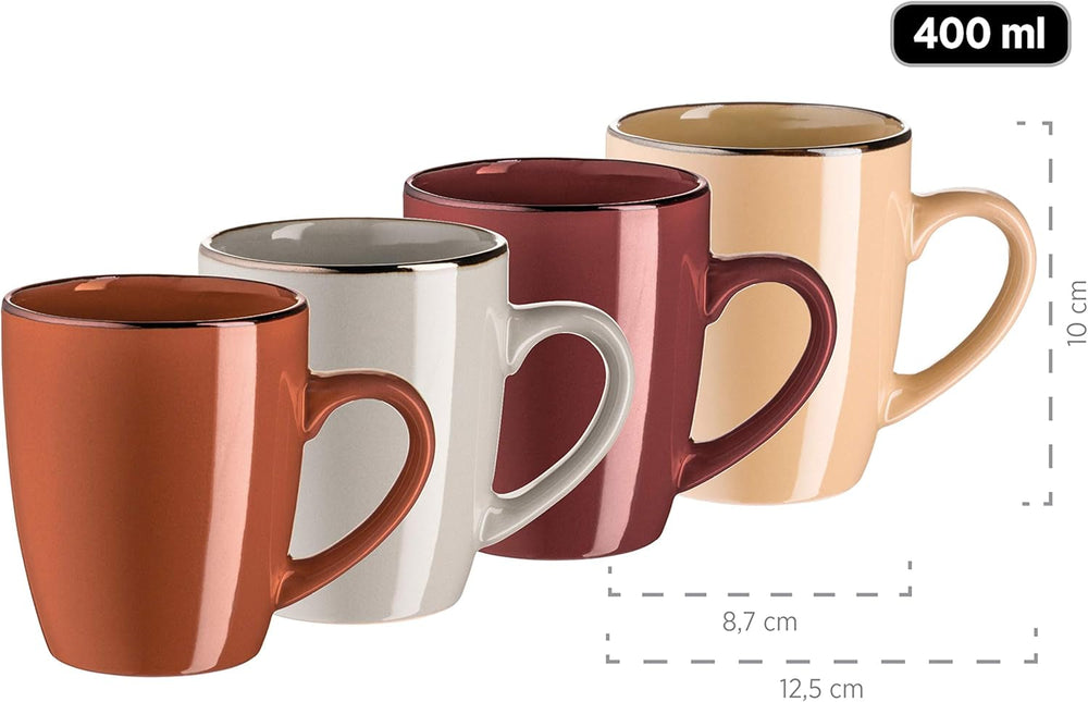 MÄSER 931871 Bord métallique, Vaisselle moderne pour 4 personnes avec bord couleur laiton, service combiné 16 pièces Services de table Naty Shop