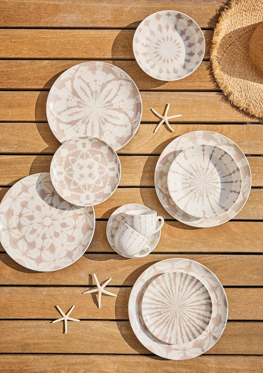 Majorque, service de table pour 6 personnes, 18 pièces, porcelaine, beige