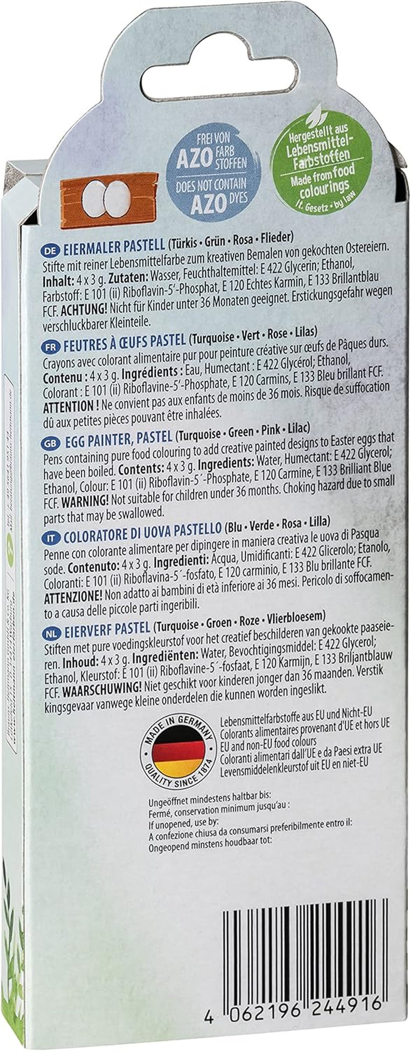 Heitmann Egg Colors - Pastel pentru pictor de ouă - 4 creioane de colorat în roz, verde, albastru și violet