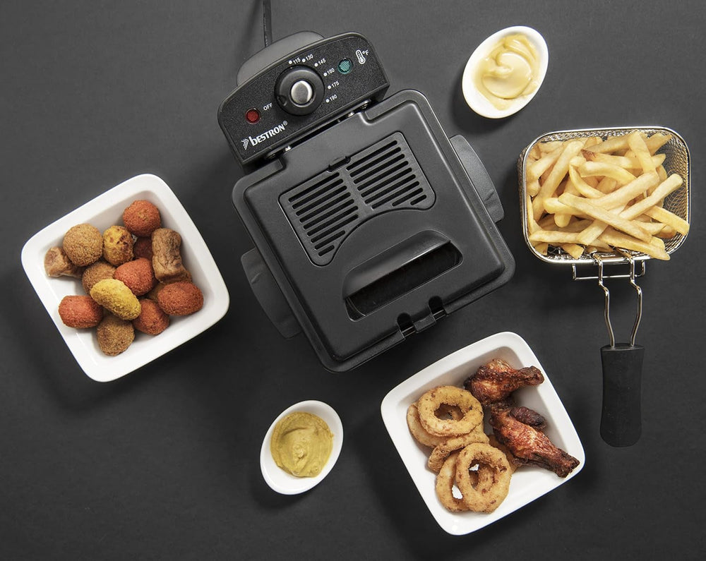 Friteuse à huile Bestron, Mini friteuse pour 1 portion de pommes de terre sautées, poisson ou nuggets Electroménager Naty Shop