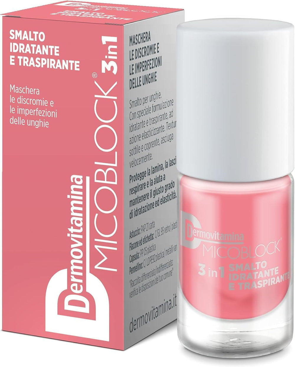 Microblock 3 en 1 Soin des Ongles Soin des Ongles Rose - Vernis à Ongles Cicatrisant - Traitement des Ongles des Pieds - Renforcement des Ongles - Disponible en 16 Couleurs - 5 ml