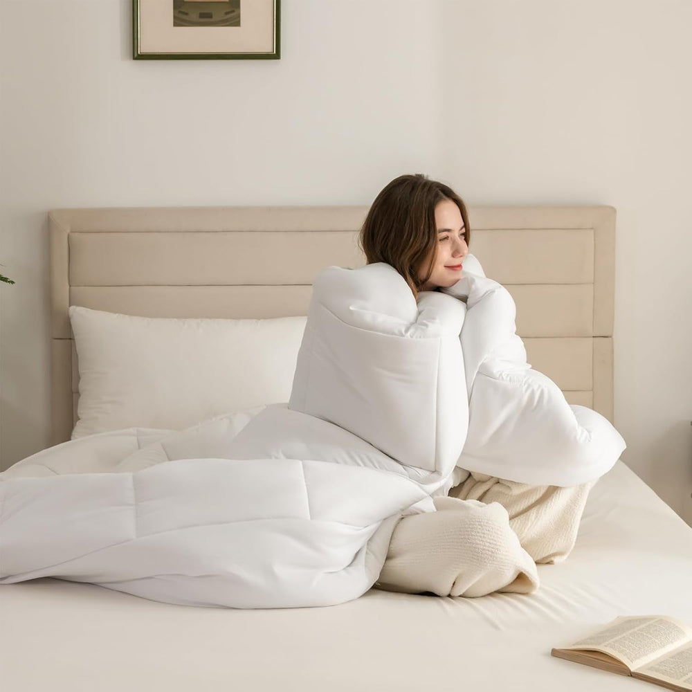 Good Nite Couette d'hiver 200 x 200 cm 460 g/m² chaude pour literie d'hiver, couette remplie de polyester, couverture de couchage blanche en microfibre 200 x 200 cm Naty Shop