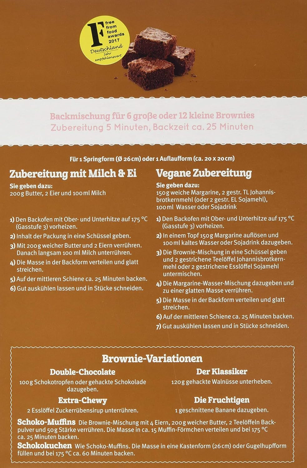 Brownies Sans Gluten, Pack 3Er (3 X 400 G) - Bio Naty Shop