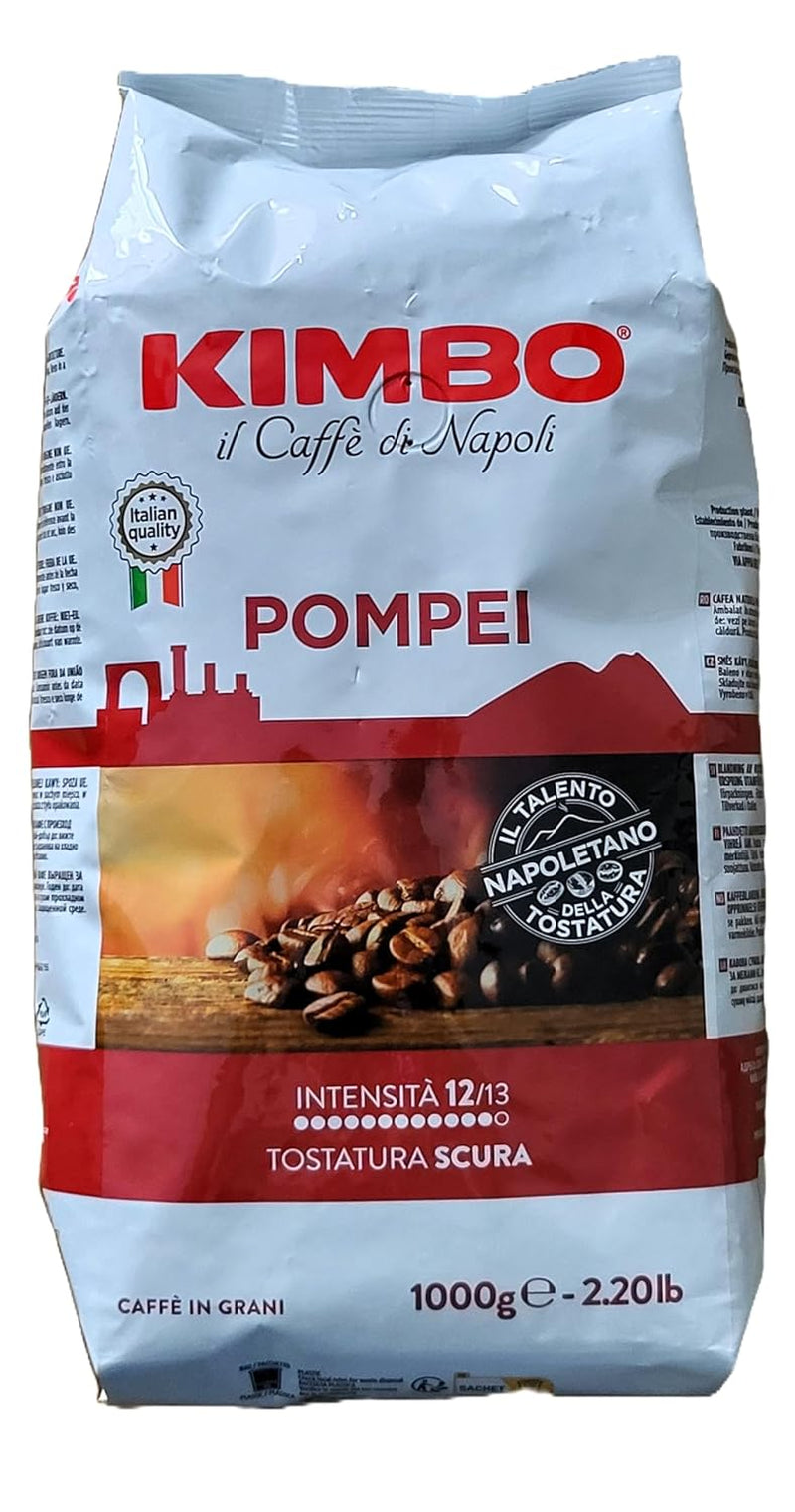 Café en grains Pompei entier, torréfaction intense, sac de 1 kg