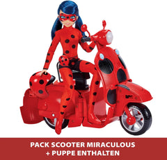 Bandai - Miraculous Ladybug - Trottinette Miraculous Switch'n Go + Poupée Articulée Ladybug Lucky Charm 26 cm - P50668