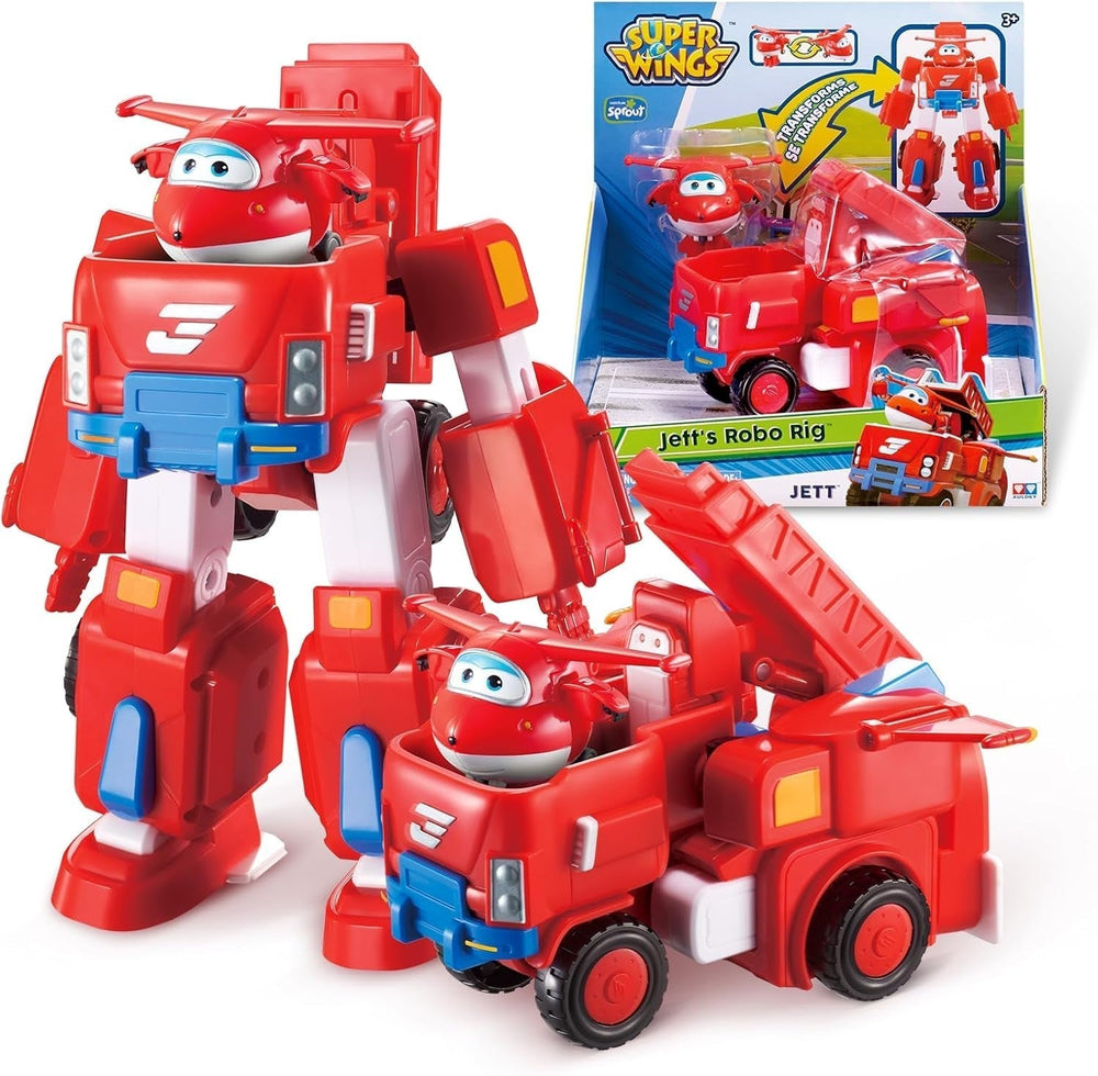 SUPER WINGS - VÉHICULE ROBOT CONVERTIBLE "PAUL'S CRUISER" 18 Cm + 1 FIGURE 5 Cm - Jouet voiture et avion Transform-A-Bots de la série animée - Jouets pour enfants à partir de 3 ans Figurines Naty Shop Jett's Robo-Rig