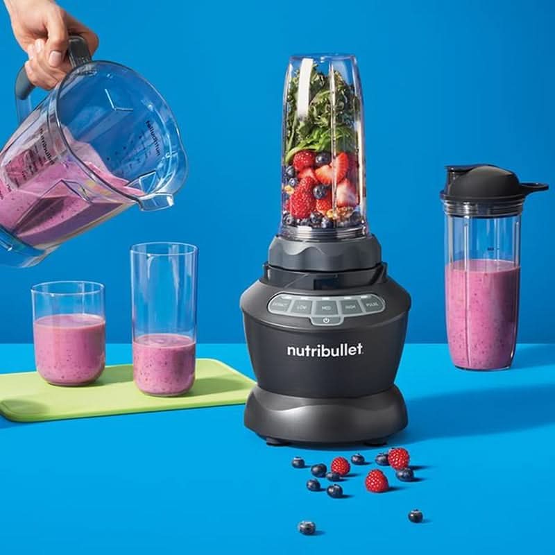 Nutribullet Mixeur pleine grandeur, mixeur électrique, mixeur multifonction, mixeur professionnel, puissance 1000 watts, 1,6 L de becher, gris, NBF450DG Kitchen Naty Shop