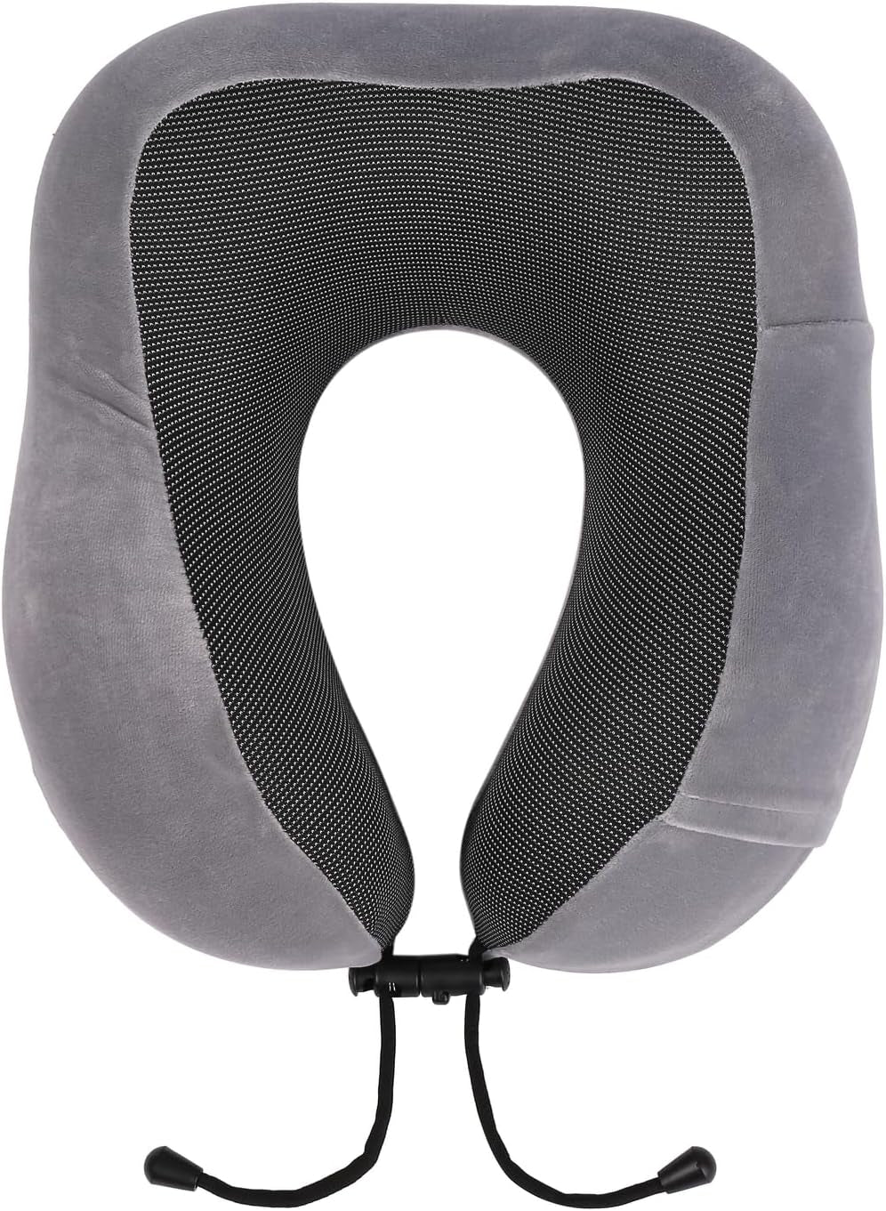 WELLGRO Ensemble d'oreillers cervicaux avec masque de sommeil 3D et bouchons d'oreille - Housse amovible - Mousse à mémoire de forme - Fermeture à glissière - Sac de rangement inclus - Oreiller de voyage - Couleur au choix, Couleur: Gris Oreillers orthopédiques cervicaux Naty Shop