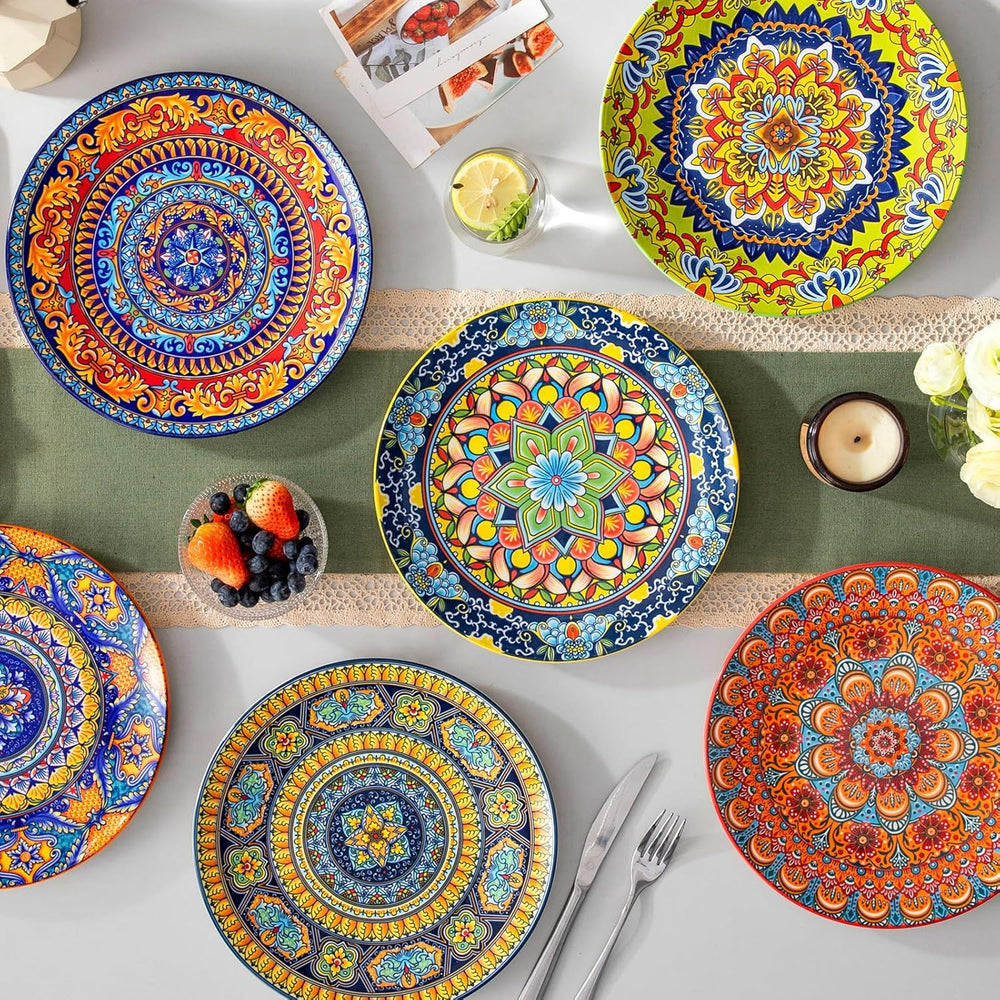 Service d'assiettes pour 6 personnes, service d'assiettes vancasso KRVI pour 6 personnes, service d'assiettes Ø 27 cm, passe au lave-vaisselle et au micro-ondes, assiettes à pâtes, assiettes à petit-déjeuner, assiettes à gâteaux