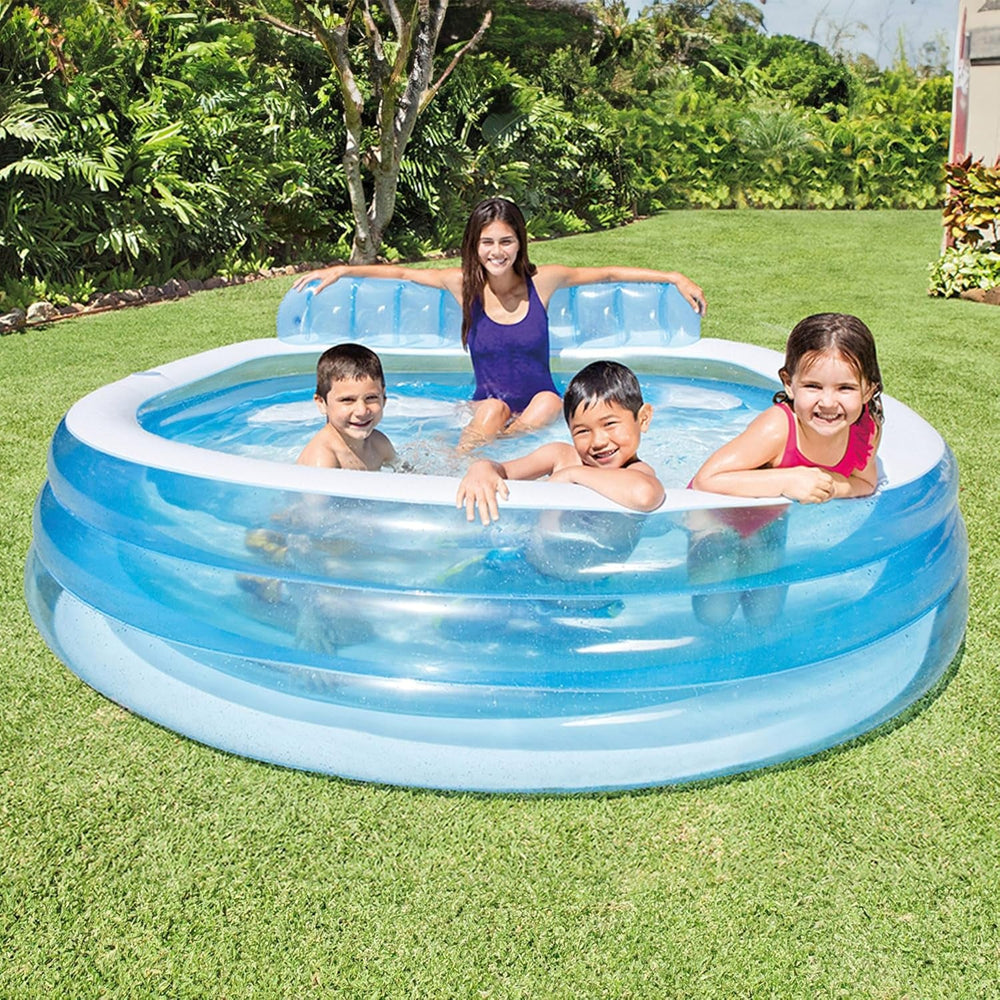 Intex 57190NP - Scaun gonflabil pentru piscină, vinil, multicolor, 229x218x79 cm