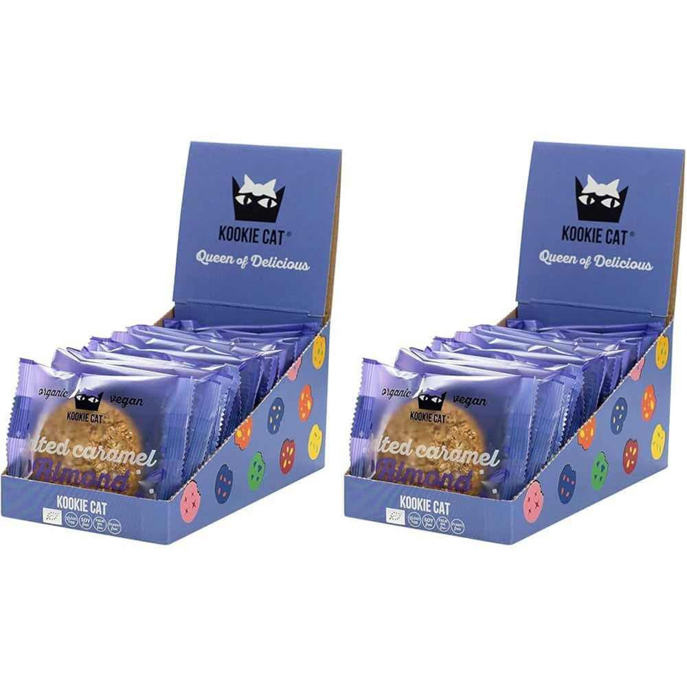 Biscuits végétaliens aux amandes et au caramel salé – Emballés individuellement, sans gluten, sans soja, avoine biologique aux amandes – 12 x 50 g Multipack (lot de 2)
