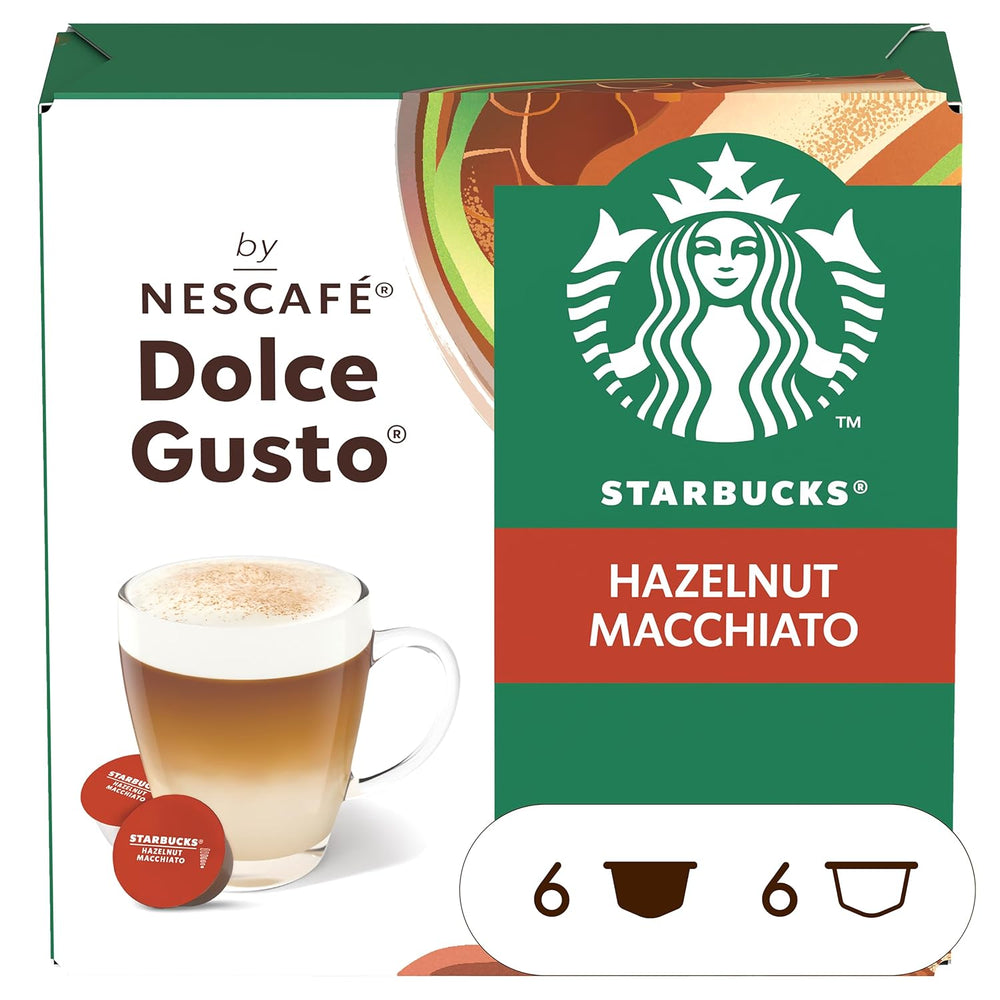 STARBUCKS Macchiato aux noisettes de Nescafé Dolce Gusto, Dunkle Röstung, Kaffeekapseln 6 x 12 (72 Kapseln)