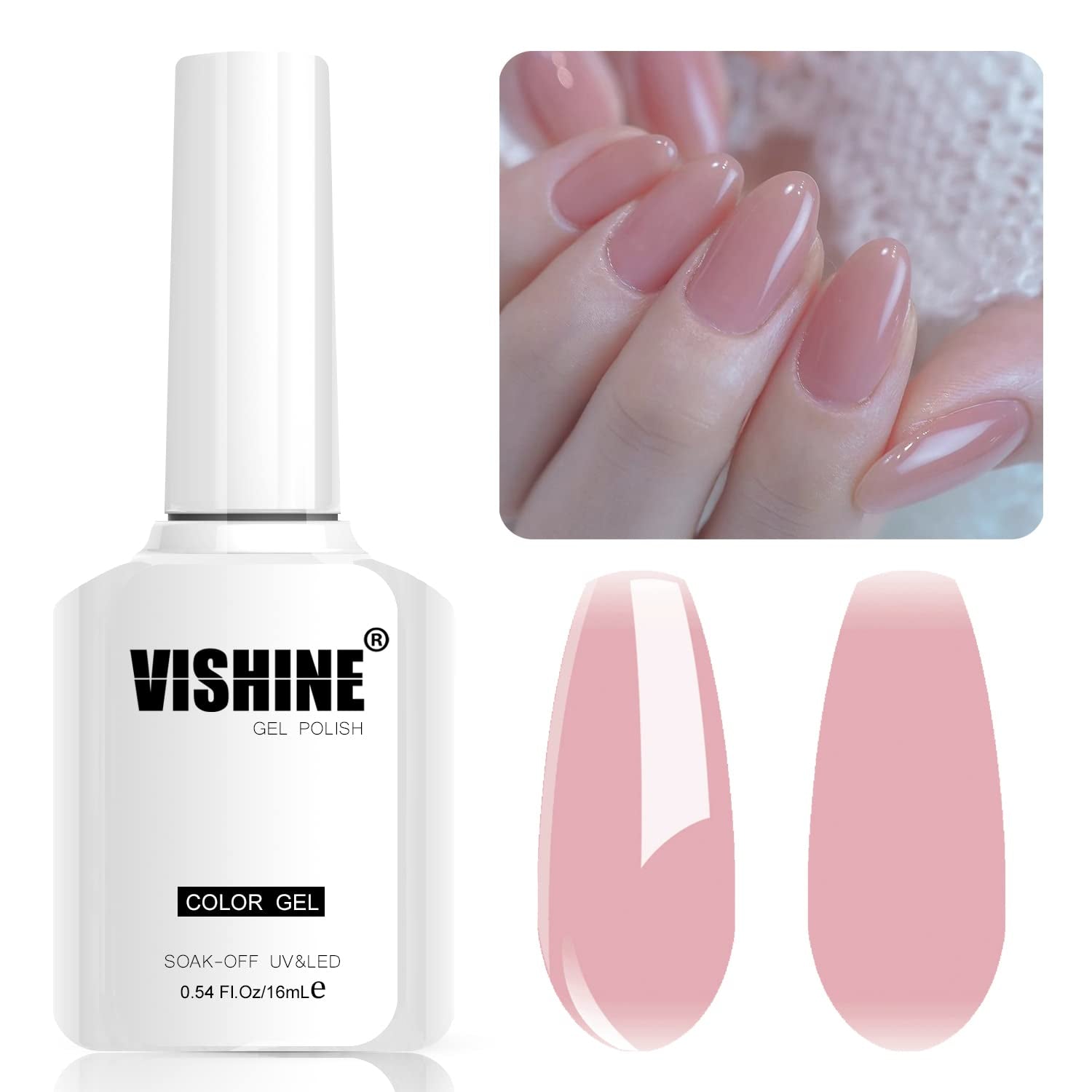 Vernis Gel Rose Transparent - 16 ml Ton de Peau LED Lampe à Ongles Translucide Gel Vernis à Ongles Nail Art Modèle M087