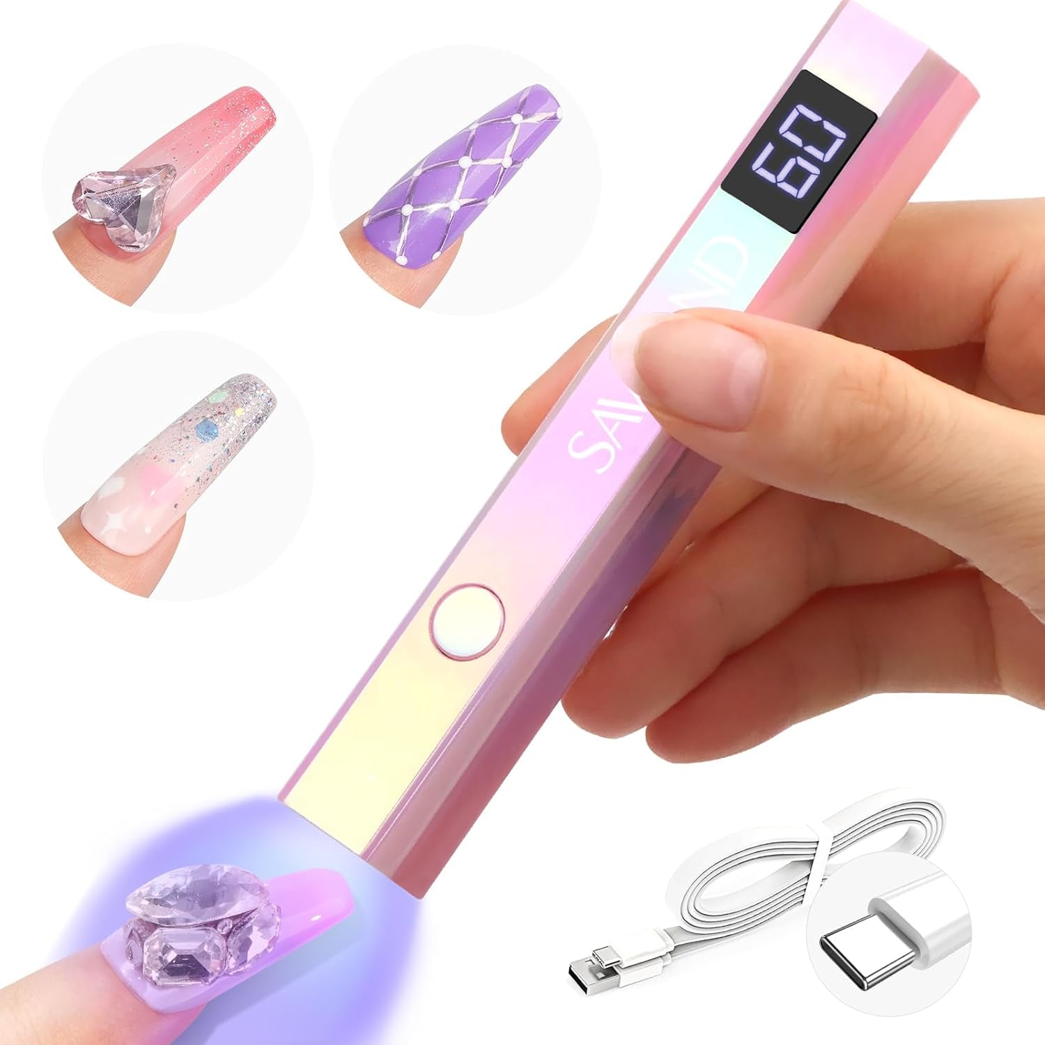 Saviland U V Lampe pour Gel Nägel: Mini U V Lampe pour NägelSchützen Sie Die Haut Wiederaufladbar Klein LED Nagellack Trocknergerät pour Nagellack Aufbaugel Nail Tips Nagelkleber Geschenke Für Frauen