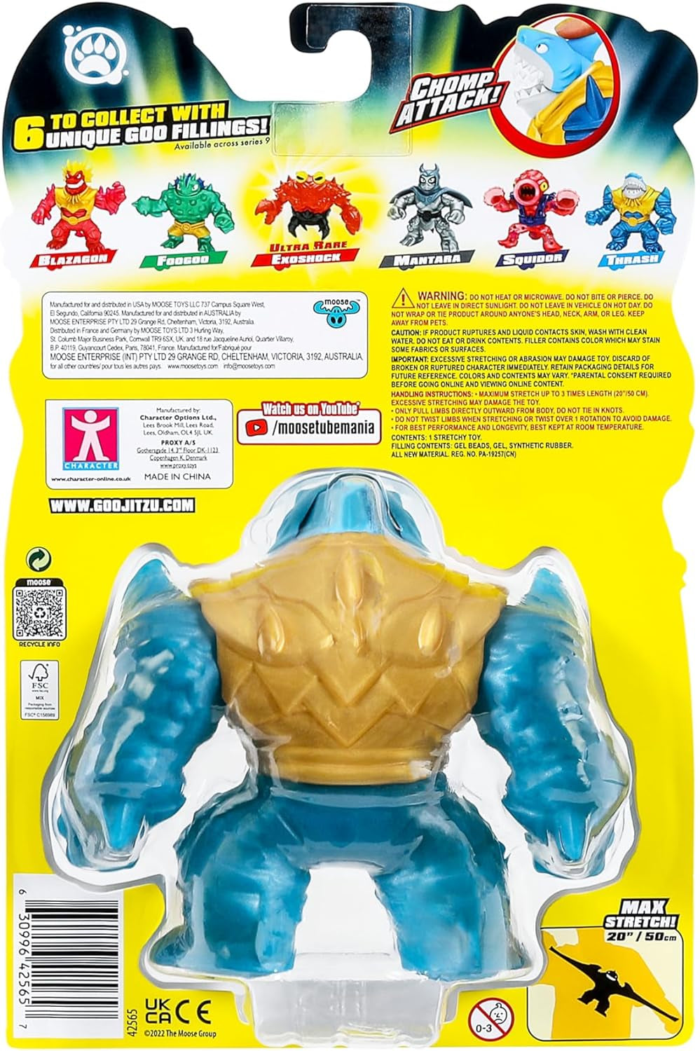 Heroes of Goo Jit To Deep GOO Sea Hero Pack avec Thrash. Figurine articulée super élastique et extensible avec remplissage spécial de slime et mâchoire mobile Figurines Naty Shop
