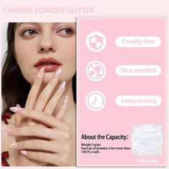 White Pearl Chrome Nagel Pulver, Irisierendes Aurora Pulver Metallic Spiegel Effect Glitter Pulver Pearlescent Eis Transparent Meerjungfrau Pigment Perle Glitter Staub pour Nail Art Décoration