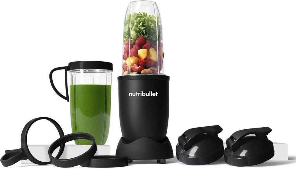 Nutribullet Pro, 900 Watt Leistung, Einfach and Schnell in Der Anwendung, Kompakt, Leicht Zu Reinigen, Mit 700 Ml Becher, Smoothiemixer, Smoothie Maker, Electric Mixer, NB904B, Schwarz Mother and Child Naty Shop Matt Schwarz Verpackung Mit Zubehör