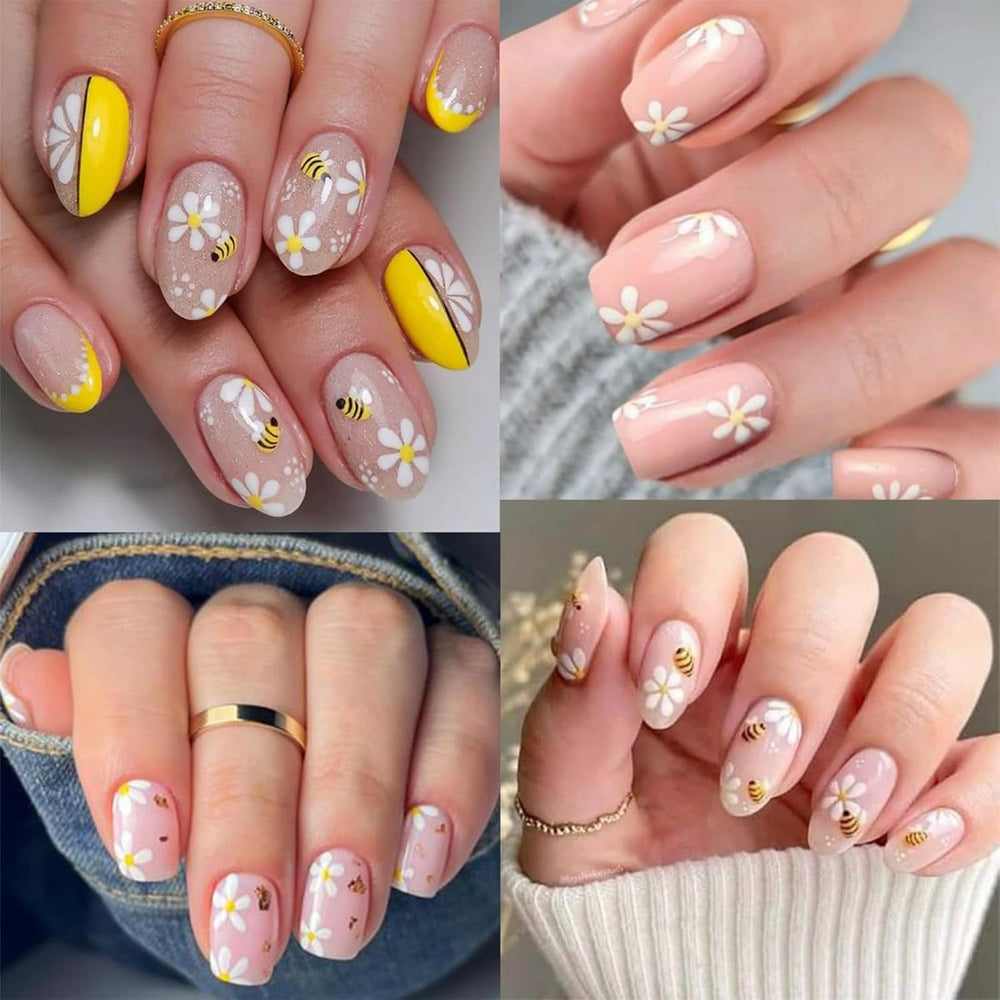 3 pièces Set d'autocollants pour ongles - Autocollants autocollants pour ongles avec fleurs et motifs bien-être - Autocollants pour nail art créatifs - Tatouages ​​et tatouages ​​créatifs