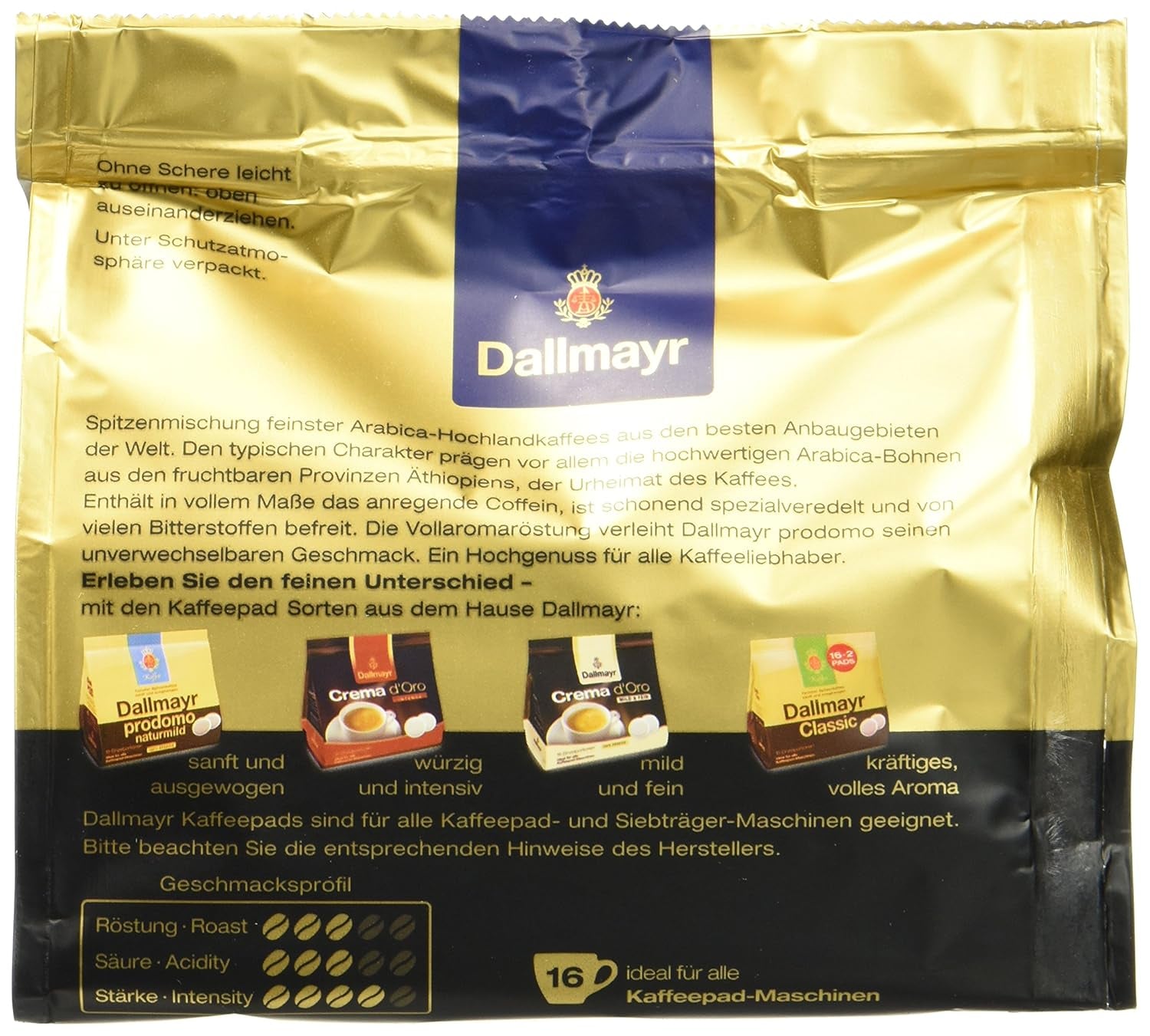 Kaffee Prodomo Kaffeepads, paquet de 5 (5 x 16 tampons)