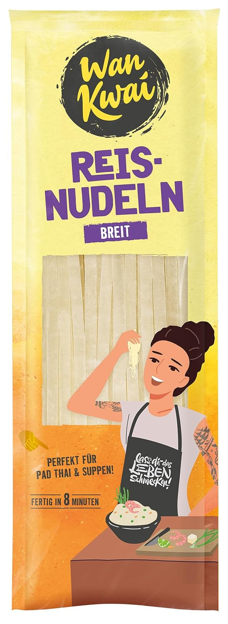 Nouilles de riz larges Wan Kwai 250 g – Variété authentique pour le Pad Thai, les soupes et plus encore. Végétalien et sans gluten. Prêt en 8 minutes.